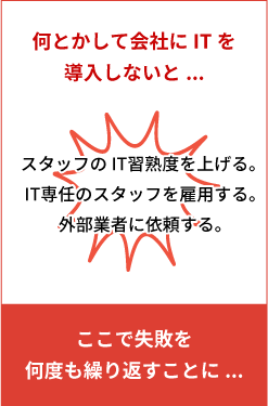 なんとかして会社にITを導入したいけど、失敗を繰り返す